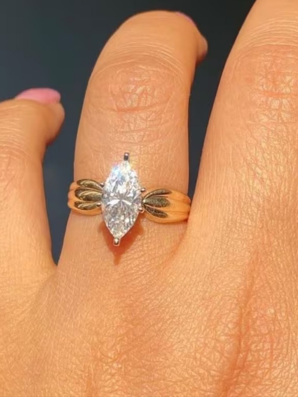 Pretty Sparkling Unique Gold Tone Ring